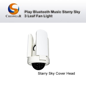แฟชั่น 40W 3 Leaf LED สีสัน Starry Sky ฝาครอบ Deformable พัดลมเพดานพับได้โคมไฟกลางคืนพร้อมเสียงเพลงเล่น Bluetooth Speaker