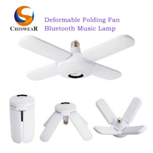 Mode Remote Control 50W Four Leaf LED RGB Colorful Deformable Folding Fan Lampu Musik Kompatibel Bluetooth Speaker Mode Kontrol