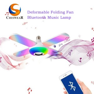 Τηλεχειριστήριο μόδας 50W τεσσάρων φύλλων LED RGB Πολύχρωμο παραμορφώσιμο πτυσσόμενο ανεμιστήρα λάμπα μουσικής Συμβατή λειτουργία ελέγχου ηχείων Bluetooth
