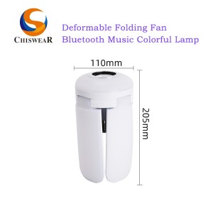 Pantun Remote Control 50W Opat Daun LED RGB Warna-warni Deformable Folding Fan Lampu Musik Cocog sareng Mode Kontrol Speaker Bluetooth