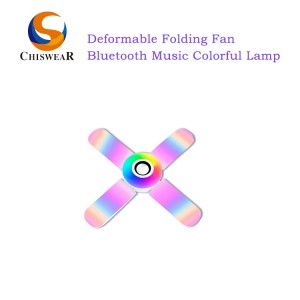 Fashion Fernsteierung 50W Véier Leaf LED RGB faarweg Deformable Klapp Fan Musek Lamp Kompatibel Bluetooth Speaker Kontroll Modus