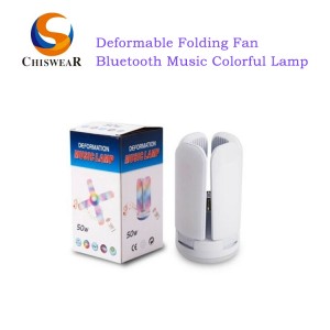 Modefjärrkontroll 50W fyrbladig LED RGB Färgglad Deformerbar hopfällbar fläkt Musiklampa Kompatibel Bluetooth-högtalarkontrollläge