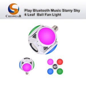 Feshene 40W 4 Leaf Football LED E Mebalang E Folding Blub Wireless Remote Control Stereo Audio Music Playing Bluetooth Speaker