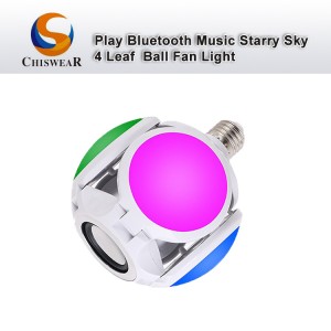 Módní 40W 4listý fotbalový LED Barevný Deformovatelný Skládací Blub Bezdrátové dálkové ovládání Stereo Audio Přehrávání hudby Reproduktor Bluetooth