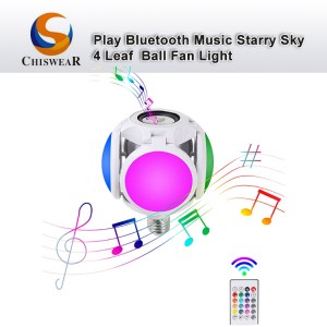 ແຟຊັ່ນ 40W 4 Leaf Football LED Colorful Folding Blub Wireless Remote Control Stereo Audio Music Playing Bluetooth Speaker