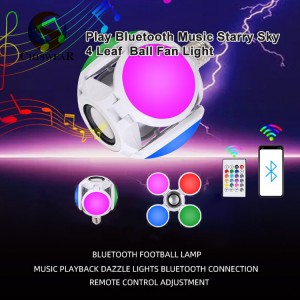 Modni 40 W 4 listni nogometni LED barvni deformabilni zložljivi Blub brezžični daljinski upravljalnik, stereo avdio predvajanje glasbe Bluetooth zvočnik