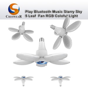 Modern 45 W 5 Leaf Fan LED Colorful Deformable Folding Blade Fan รีโมทคอนโทรล โคมไฟกลางคืนพร้อมเสียงเพลงเล่น Bluetooth Speaker