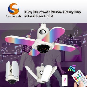 Modna 50 W 4 listna LED RGB barvita in zvezdnato nebo deformabilna zložljiva nočna svetilka s predvajanjem glasbe Bluetooth zvočnik