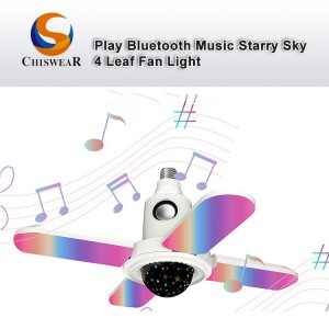 Módní 50W 4listá LED RGB Barevná a hvězdná obloha Deformovatelná skládací ventilátor Noční lampa s Bluetooth reproduktorem pro přehrávání hudby