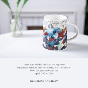 Personalised Handmade Painting Ceramic Porcelain Mug Cup Multicolored 22 by Nicola Fouche Design, Custom White, Blue and Mug with Sturdy Handle