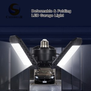 Geriausios kokybės 40 W, 60 W, 80 W 3 lapų deformuojamas sulankstomas LED garažo lubų šviestuvas E26/E27 universalus pagrindas