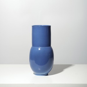 Blue Ceramic Flower Vessel with Jade Blue Japandi Style Designss
