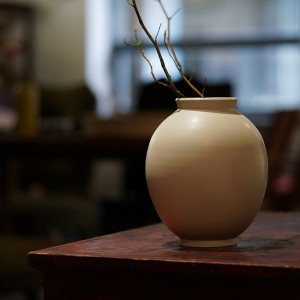 Handmade Ceramic Pot with Matte Texture White Moon Jar Japandi Style Designs