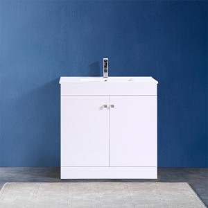 High Gloss White Finishing Bathroom Cabinet Ceramic with Sink Basin and Vanity Combo unit for Home Furniture