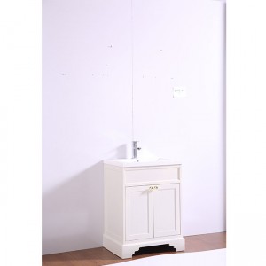 Retro vanity cabinet white bathroom vanity with single sink and 2 Soft Close Hinge Doors