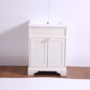 Retro vanity cabinet white bathroom vanity with single sink and 2 Soft Close Hinge Doors