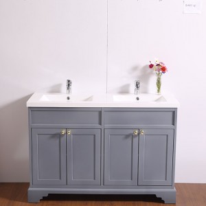 Rustic Freestanding Style Bathroom Vanity Sink Cabinet Unit, Double Resin Basin, and Soft Close Hinges