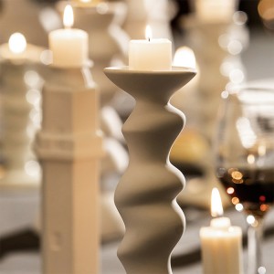 White Ceramic Pillar candlestick Holders, Idea Type Flicker-Shaped Art Creative Shape, Colorful Decorative Dining Room Centerpieces, for Fireplace and Candlestick on mantle, Support Cheap Price for a Lots