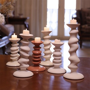 Tall and Slim, Short Handmade White Ceramic Pottery Candle Holders, Flicker-Shaped Art Creative Shape, Look Beautiful and Modern Feel