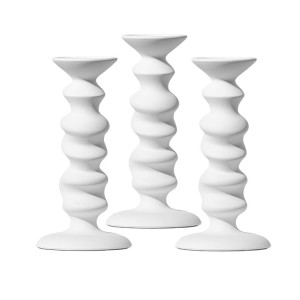 Tall and Slim, Short Handmade White Ceramic Pottery Candle Holders, Flicker-Shaped Art Creative Shape, Look Beautiful and Modern Feel