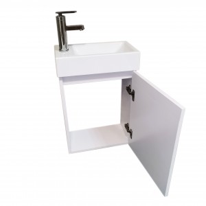 Wall-mounted Small Bathroom Mirror Cabinet and Vanity Unit with Single Basin for Small Space