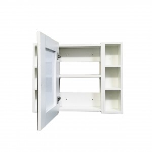 White Melamine Bathroom Vanity Partition with matching Mirror Cabinet