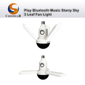 Moda 40W Acionamento de Corrente Constante Ajustável Deformável 3 Folhas LED Colorido Grande Céu Estrelado Capa Ventilador de Teto Lâmpada Noturna com Música Tocando Alto-falante Bluetooth