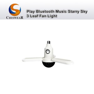 Módní 40W konstantní proudový pohon Nastavitelný Deformovatelný 3listý LED Barevný Velký kryt hvězdné oblohy Stropní ventilátor Noční lampa s přehráváním hudby Bluetooth reproduktor