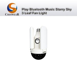 Мода 40 Вт Туруктуу ток диск жөндөлүүчү деформациялануучу 3 жалбырактуу LED түстүү чоң жылдыздуу асман капкагы шыптын желдеткичи түнкү лампа музыка ойнотуу менен Bluetooth динамиги
