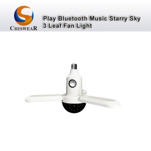 Módní 40W konstantní proudový pohon Nastavitelný Deformovatelný 3listý LED Barevný Velký kryt hvězdné oblohy Stropní ventilátor Noční lampa s přehráváním hudby Bluetooth reproduktor
