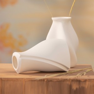 Modern Shape Handmade Small Ceramic Flower Vase, Craft Glazed Finishing Surface, Idea Type Tangent-shaped Round Bottom Art Creative Decor, and Color Black, Grey, Orange, and Support Wholesale Price for Sale