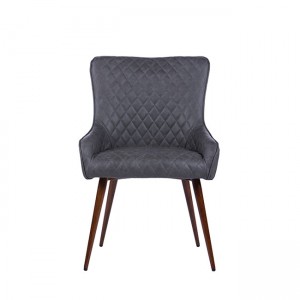 Modern Nordic Style Comfortable and Elegant Leisure Lounge Sofa Dining Chairs with High Back, Grey Color, and Faux Leather upholstered Chair