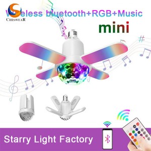 Novel Fan Shape Music Galaxy Night Light miaraka amin'ny fangaro miloko 7, Magic Ball, Starry SkyDome Cover Projector Lamp Fanohanana Bluetooth Speaker