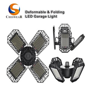 Najboljša kakovost E26/E27 univerzalna osnova 40 W, 60 W, 80 W, nastavljiva 90 kotna 4 panelna LED deformabilna stropna garažna luč 6200 lumnov
