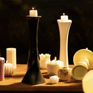 Grey Ceramic Candle Holders,black Warm-shaped  Art Creative White Ceramic