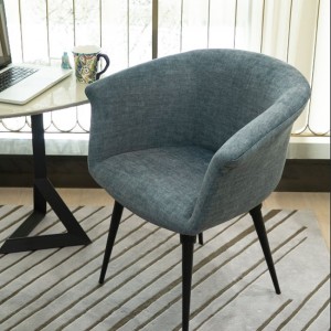 Fancy Low Back Fabric Material Velvet Upholstered Dining Room Chairs, Color Grey, and Soft Cushioning Seat