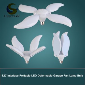 Meilleur Qualité One-stop Personnaliser Mango Leaf Fan 30W 60W 100W Led Déformable Pliable Lame Plafond Garage Lampe Ampoule