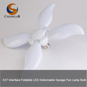 Beste Qualität aus einer Hand Anpassen Mango Leaf Fan 30W 60W 100W LED verformbare faltbare Blatt-Decken-Garage-Lampen-Birne