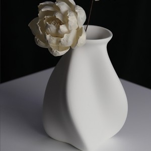 Nordic Blue Flower Ceramic Vase  Tide-shaped Surge Art Creative Design