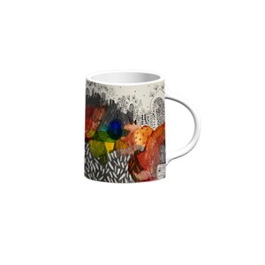 Personalised Handmade Painting Ceramic Porcelain Mug Cup Multicolored 22 by Nicola Fouche Design, Custom White, Blue and Mug with Sturdy Handle