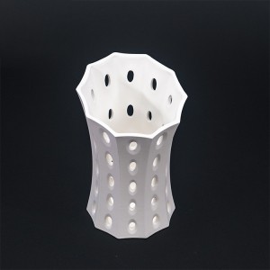 White Ceramic Vase Carving-shaped Vertical Pattern Art Creative Hollow-out Design