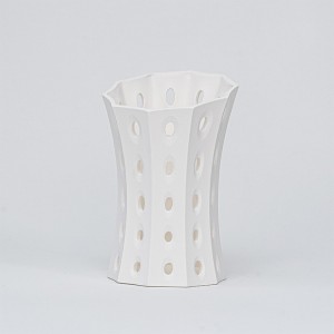 White Ceramic Vase Carving-shaped Vertical Pattern Art Creative Hollow-out Design