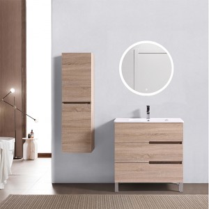 Woodgrain Melamine Under Pedestal Sink Bathroom Cabinet and Wall Hung Narrow Bathroom Vanity Combo with Mirror Decor, Custom Quantity and Cheap Price