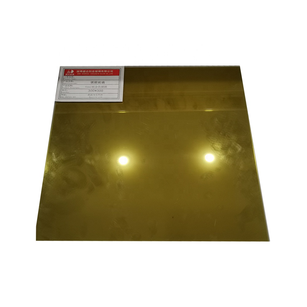 6mm Golden Reflective Flat Glass Panel