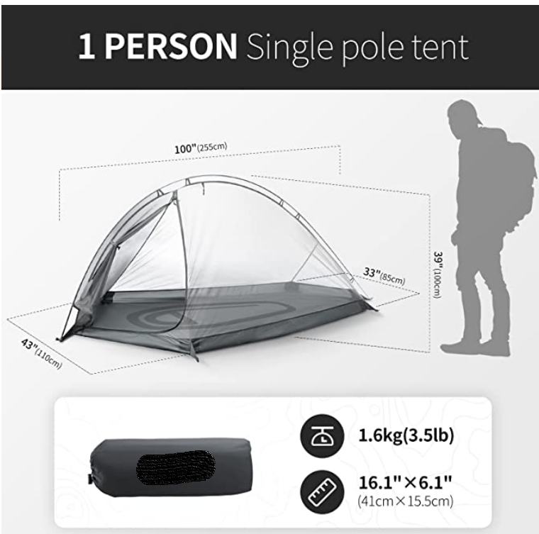 Tent for Camping, 1-2 Person Tent, 3-4 Season Backpacking Tent, Lightweight Outdoor Waterproof Tent for Hiking and Traveling