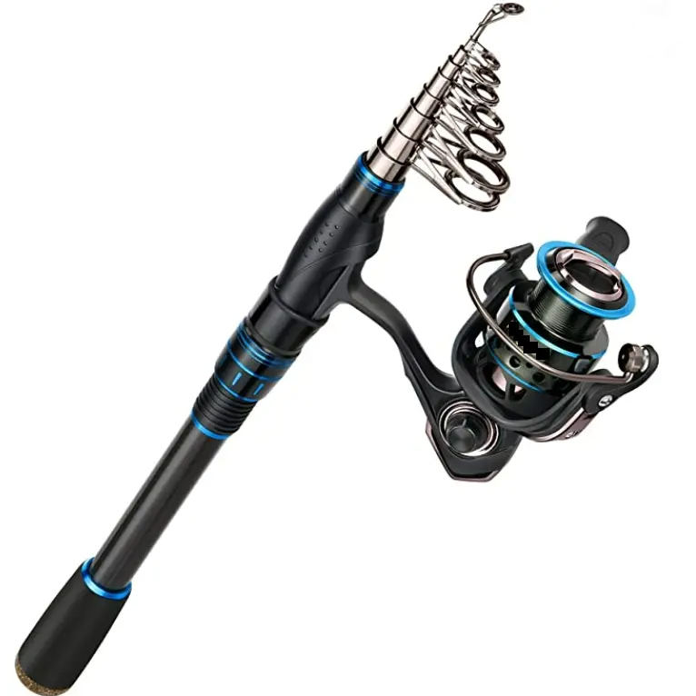 Fishing Rod en Reel Combo Set mei Fishing Line, Fishing Lures Kit & Accessories en Carrier Bag foar sâltwetter swietwetter