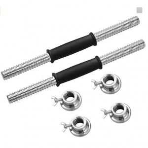 1Pair Dumbbell Bars with 4 Double Safety Nut Barbell Weight Lifting Bars for Outdoor Home Gym Training Exercises