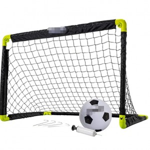 Mini Soccer Goal Set – Backyard + Indoor Mini Net + Ball Set with Pump – Portable Folding Soccer Goal Set – 36″ x 24″ – Black
