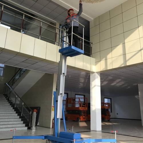 Aluminum Alloy single mast aerial maintain work cage electric lift platform man lift