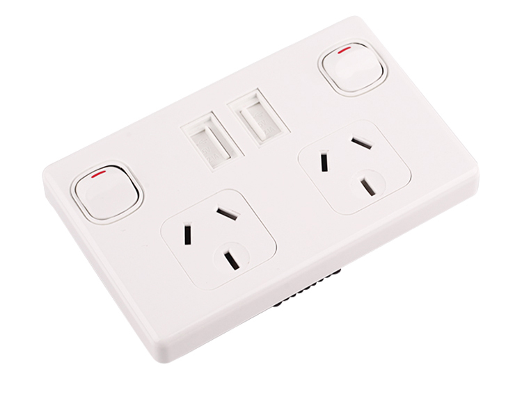 Australia electrical USB outlet 250V 10A with dual USB charger 5V2.1A Double pole Featured Image